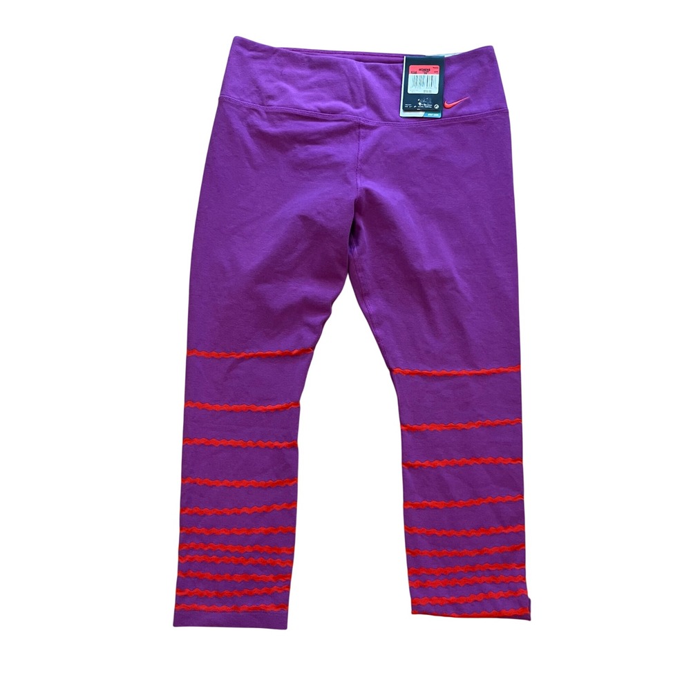 Nike Legend Tight Fit Dri-FIT Purple Red Wavy Stripe Capri Leggings 725095-556 L